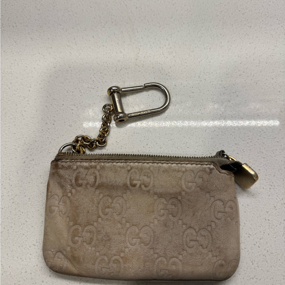 Gucci Cream Leather Key Chain Wallet Card Holder - Picture 3 of 8
